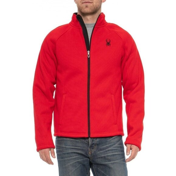Spyder Men's Full- Zip Waffle Knit Jacket, Red S - Picture 1 of 2